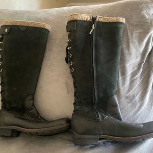 UGG Lace-up Tall Suede/Sheep/Wool trim cuff- Good condition